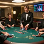 Engaging poker game at a luxury casino showcasing 789win's strategic gameplay and competitive excitement.