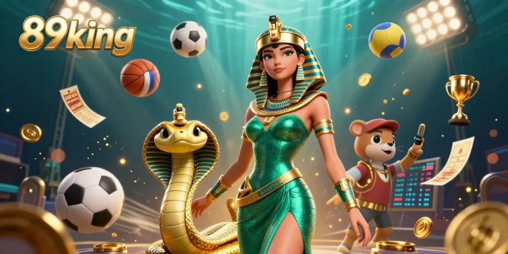 Engage with exhilarating gaming action at 89king, featuring a stunning woman and dynamic sports elements.