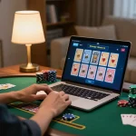 Engaging online blackjack gameplay on 23win with players managing bets and cards in a cozy setting.