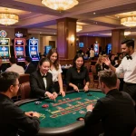 Experience the vibrant casino atmosphere at Bet4Star Netherland with players enjoying table games and slots.