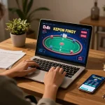 Rik88 player strategizing with notes at cozy home setup for online gaming