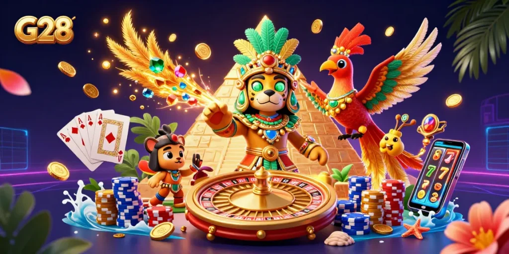Experience thrilling G28 casino excitement with vibrant colors and dynamic gaming elements.