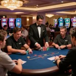Players at 88club poker tournament strategizing their bets amid vibrant casino atmosphere