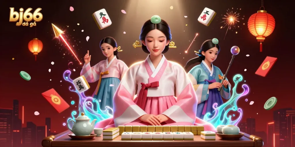 Experience the excitement of bj66 đá gà with immersive 3D illustration showcasing the vibrant Asian gambling culture.