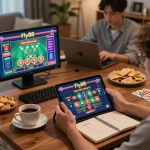 Experience engaging gameplay at fly88 online casino in a cozy home setting with strategies in view.