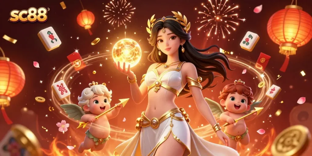 Engage with sc88’s vibrant casino atmosphere through a dazzling 3D illustration featuring character elements.