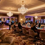 Engaging atmosphere at hit-club casino with guests mingling and gaming excitement.
