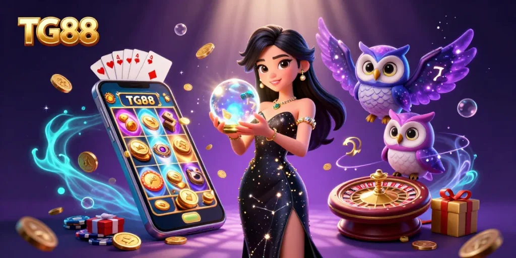 Engage with thrilling gameplay at TG88 featuring slot games and vibrant casino elements.