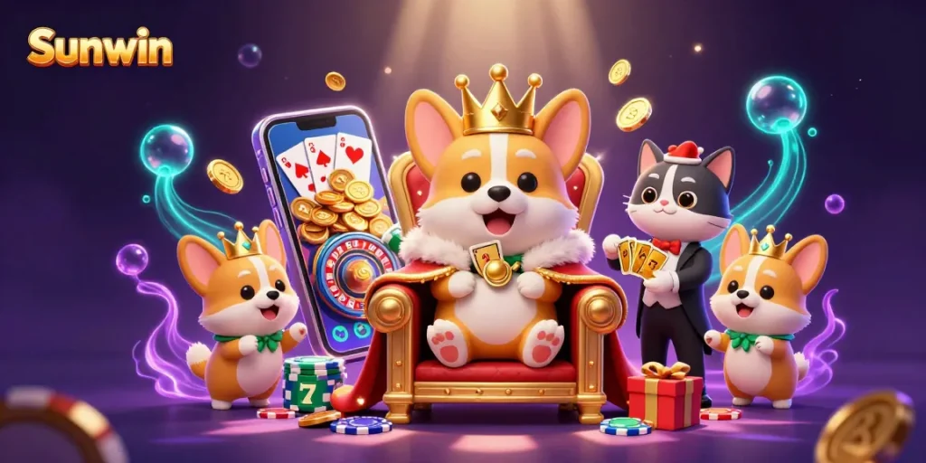 Sunwin showcases thrilling slot game action with colorful characters and dynamic casino elements.