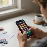 Play strategic slot games on LLWIN mobile app during a cozy home gaming session.