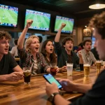 KQBD sports betting scene showcasing excitement and strategy with live matches on screens.
