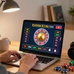 MM88 user placing bets during a live dealer roulette game on a laptop at home.