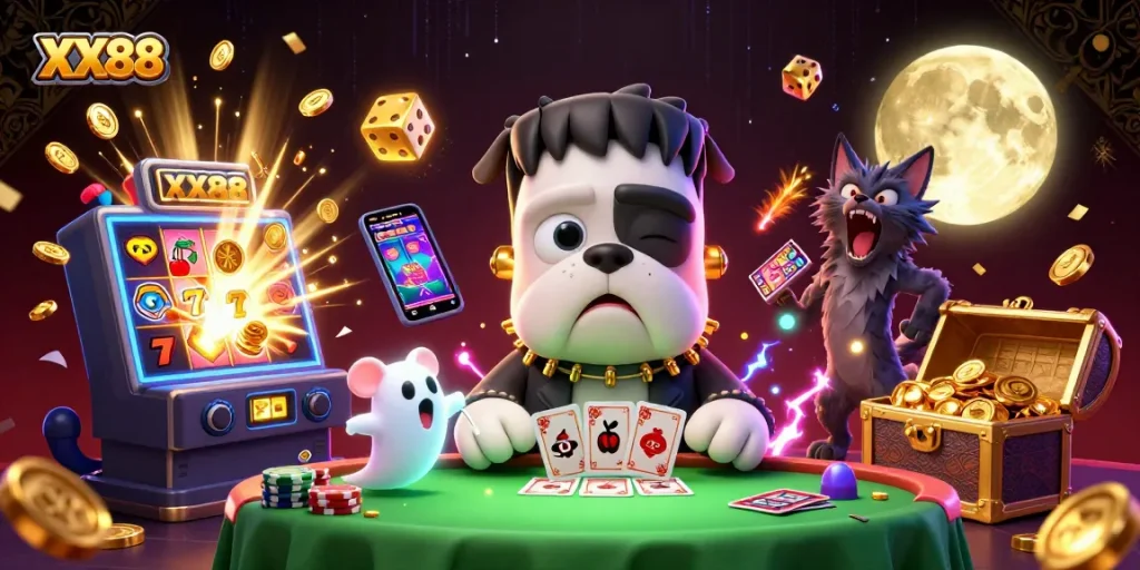 Experience thrilling casino action with XX88, featuring a bulldog dealer and jackpot surprises!