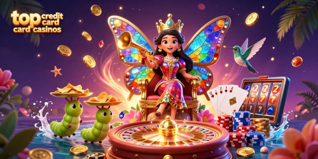 Engage with top credit card casinos featuring vibrant characters and exciting game elements.