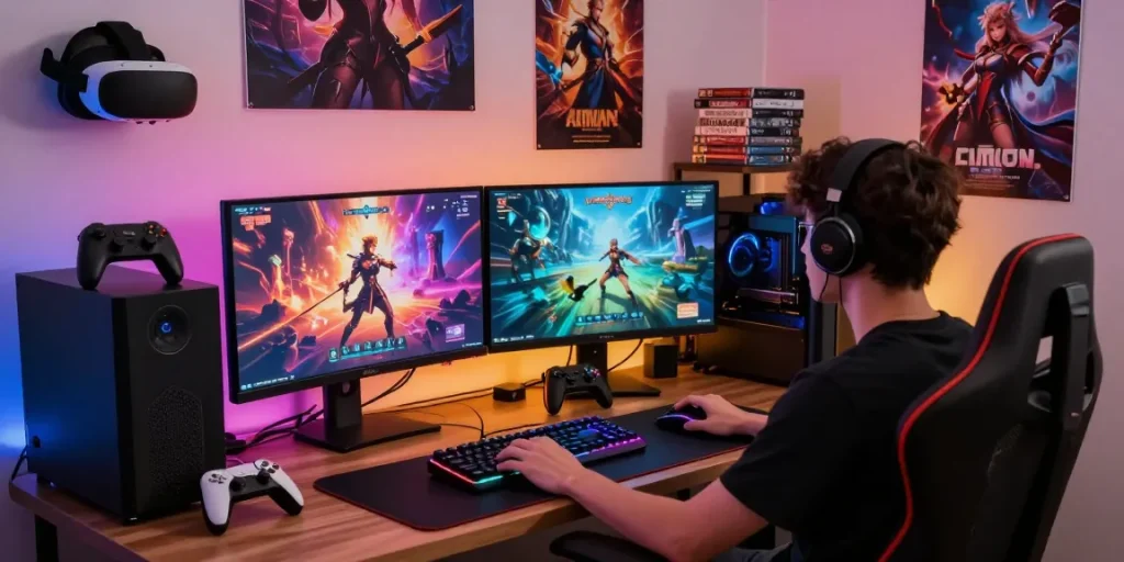 Engaging setup for playing AI hentai games in a dynamic gaming workspace