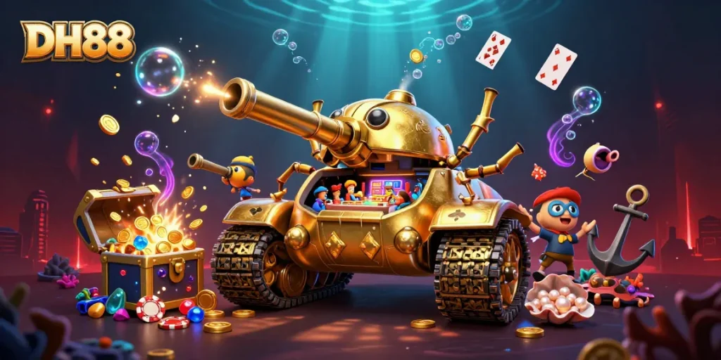 Experience the thrilling atmosphere of DH88 online gaming with lively casino elements and fun animations.