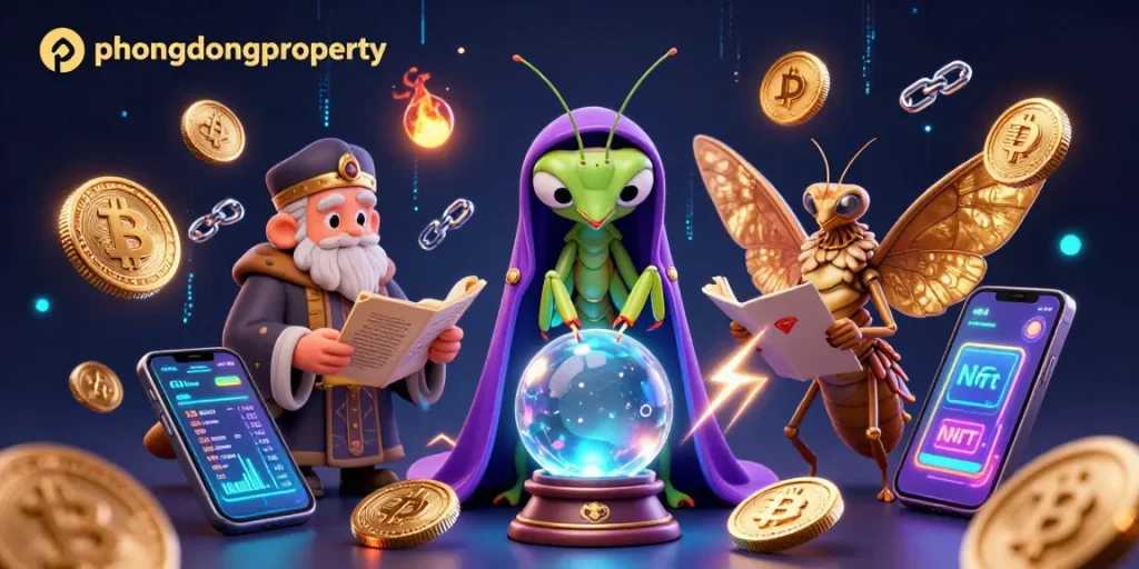Engage with phuongdongproperty's vibrant 3D casino scene featuring mystical characters and dynamic gaming elements.