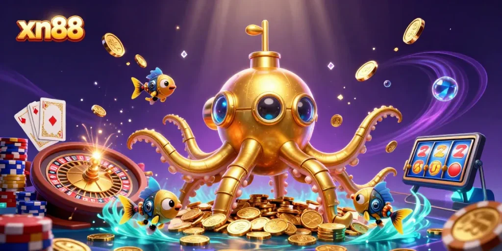 xN88 engages players with bright slots and roulette in a vibrant underwater casino