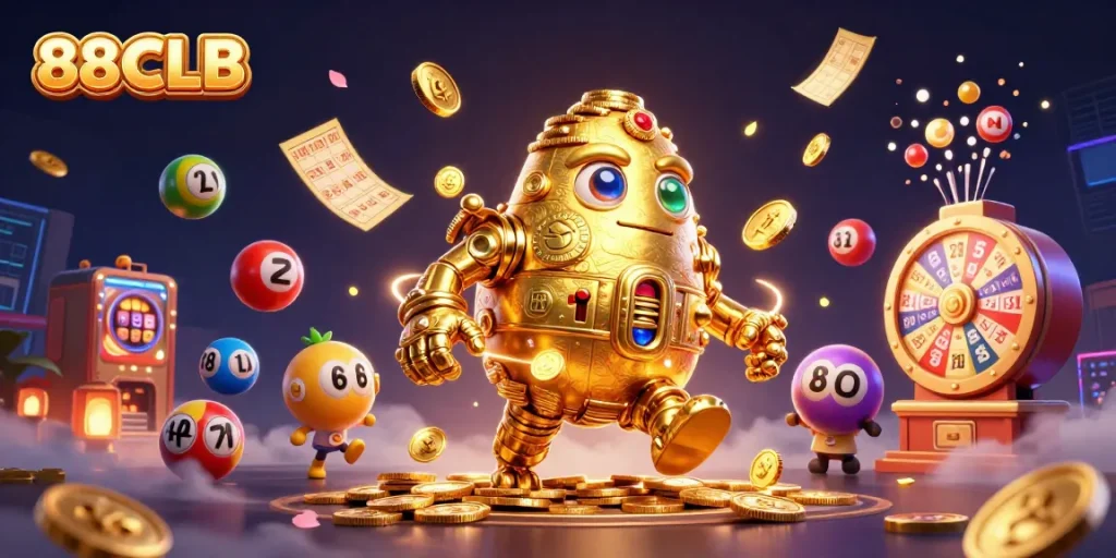 Experience thrilling gameplay at 88CLB with colorful lottery elements and golden riches.