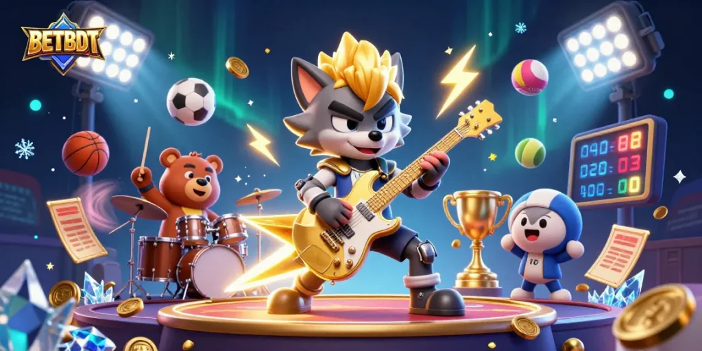Experience thrilling gameplay with BETBDT, featuring exciting sports elements and vibrant casino imagery.