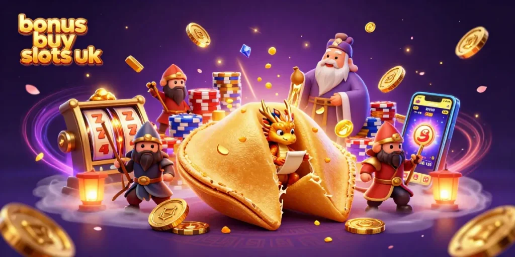 Experience excitement with bonus buy slots UK featuring vibrant graphics, detailed characters, and slot reels.