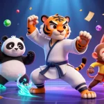 Experience thrilling gaming with 99win amid animated characters and vibrant casino elements.
