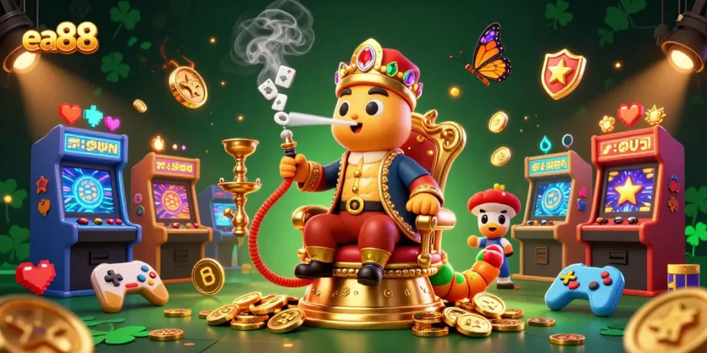 ea88 brings exciting gameplay to life with a vibrant 3D illustration of a hookah-master and stunning game elements.