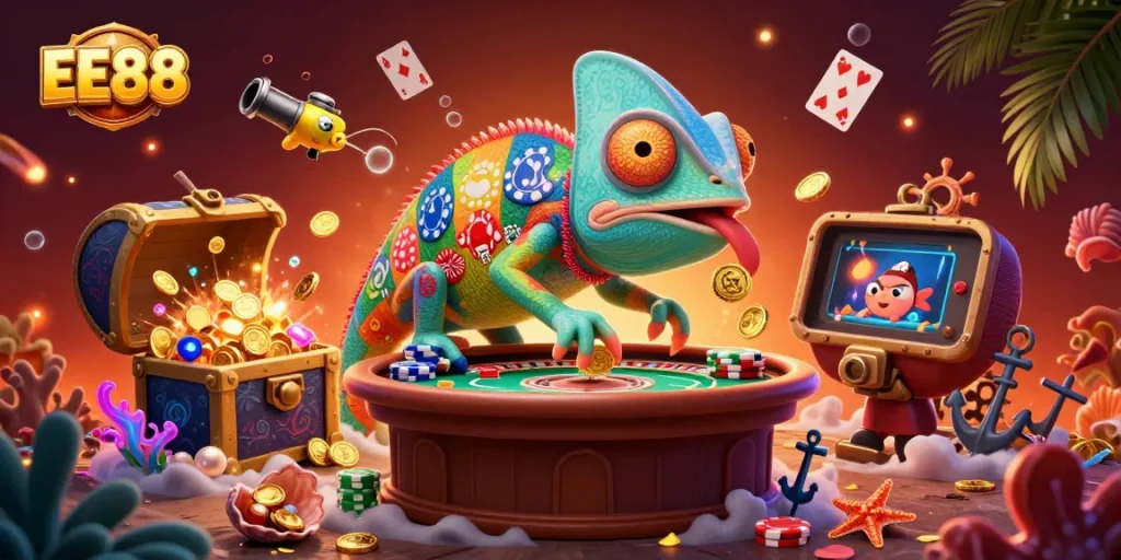 Engage with EE88 as a chameleon casino owner snaps up gold at the vibrant online casino.