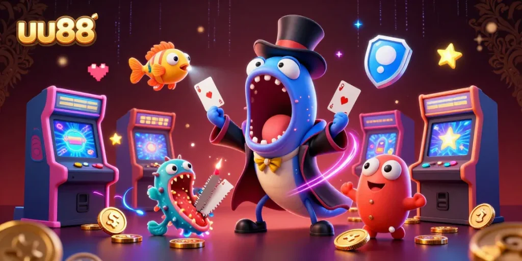 uu88 showcases a magical undersea casino with vibrant characters creating a winning atmosphere.