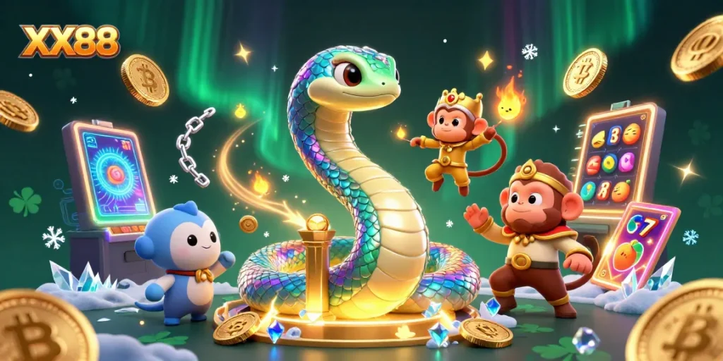 Experience the excitement of winning with XX88's colorful jackpot games illustrated in a vibrant 3D scene