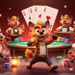 Experience the excitement of XX88 in a vibrant casino scene with playful hyenas and poker elements.