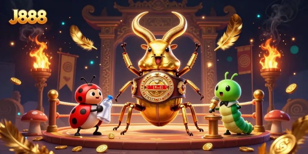 Experience the excitement of J888 in this vibrant casino-themed illustration featuring dynamic characters, gold coins, and vivid gaming elements.
