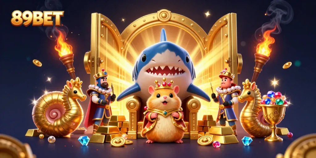 Experience thrilling wins with 89BET's vibrant casino game scene featuring gold and jewels.