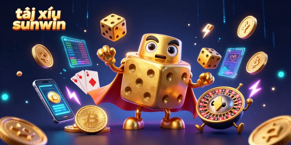 Experience the thrill of tài xỉu sunwin with vibrant 3D characters and glowing elements bringing the game to life.