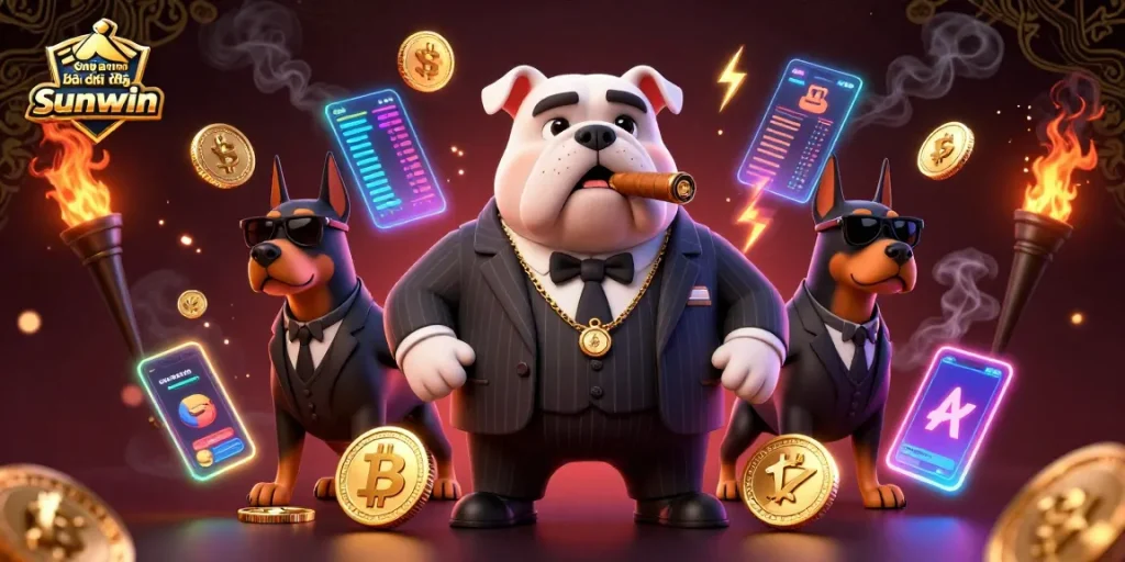 Engage in thrilling gameplay at Cổng game bài đổi thưởng Sunwin with 3D mafia characters and crypto elements.