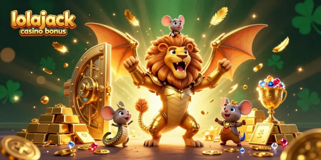 Experience the excitement of lolajack casino bonus with stunning treasures and a brave chimera in a vibrant universe.