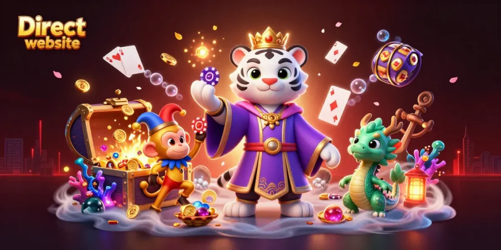 Experience the thrilling action on the Direct website with vibrant slot games and animated characters.