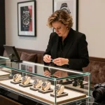 Stunning display of replica watches highlighting luxury craftsmanship in a boutique.