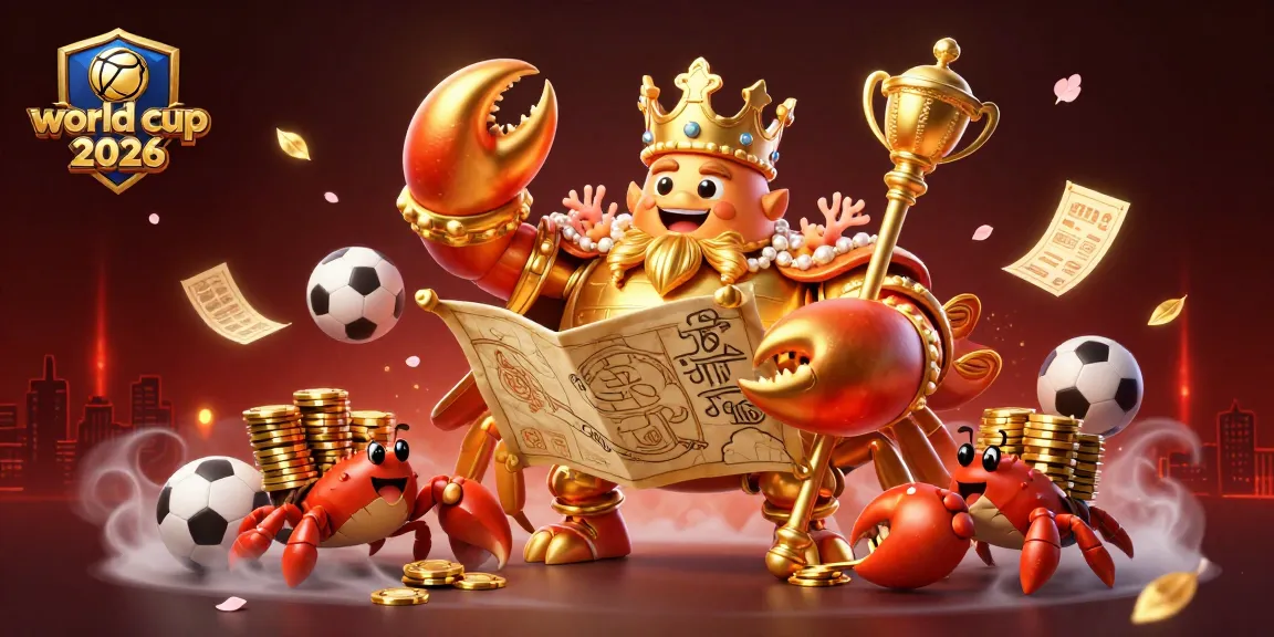 Win big with world cup 2026 themed sports betting action featuring golden crab emperor and lively elements.