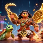 Experience thrilling gameplay at link mm88 with a vibrant 3D casino scene featuring a demigod and exciting visuals.