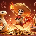 Celebrating wins at FB88 with a lively illustration of a mariachi rooster, mummy snake, and DJ hamster.
