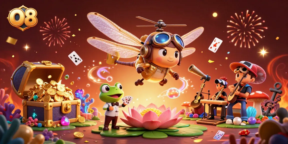 Engage in thrilling gameplay at O8 with vibrant 3D illustration of unique casino characters.