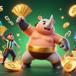 Experience the excitement of xoso66 with a dynamic scene featuring a sumo champion beetle and flying crypto coins.