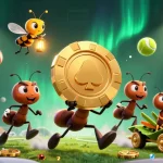 Engage with DA88's exciting sports betting scene featuring dynamic ants and a grasshopper getaway driver.