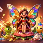 Engage with fly88's vibrant 3D illustration, showcasing a casino experience with treasure and games.