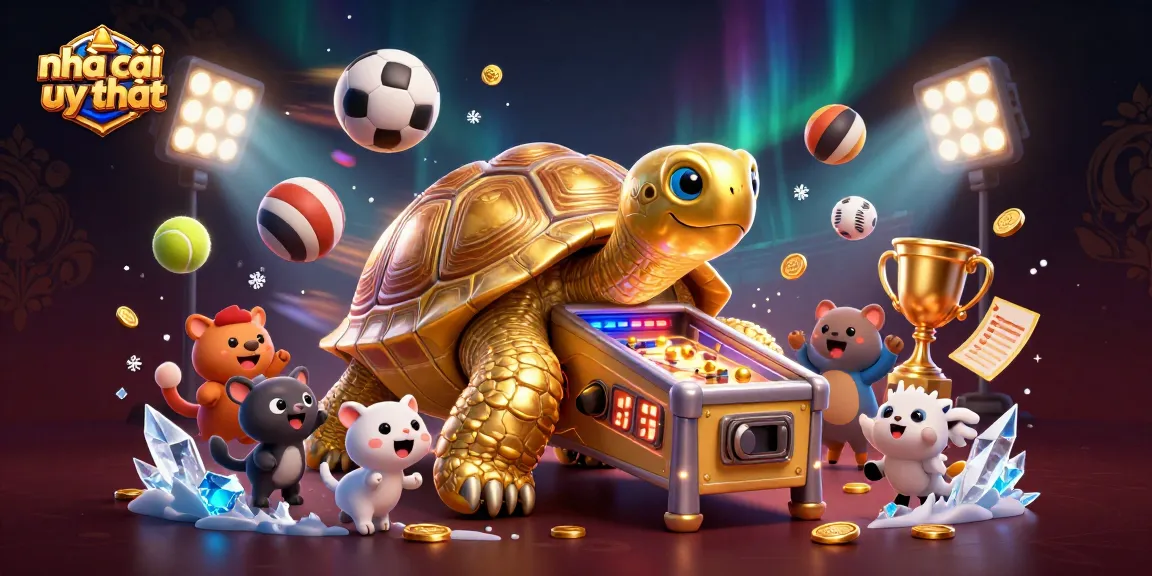 Experience the excitement of nhà cái uy tín with a vibrant pinball tortoise scene and dynamic sports elements.