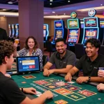 Players enjoying games at an online casino featuring credit card transactions, showcasing lively atmosphere at https://saintnicolasplace.co.uk.