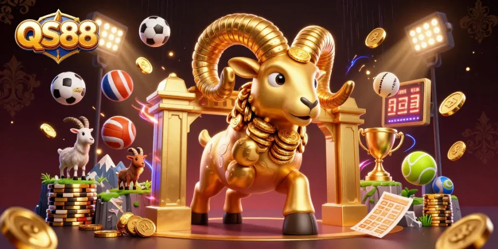 Experience the exciting sports betting environment at QS88 with dynamic elements and vibrant energy.
