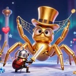 Join the adventure at x88ni with a giant tarantula and beetle knight in a lively casino scene.